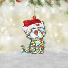 Cat Christmas Tree Ornament, Cat Merry Christmas Ornament, Cat Xmas Ornament