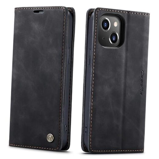 Leather Case for iPhone 15 Case Wallet, for iPhone 15 For iPhone 15 Black-image