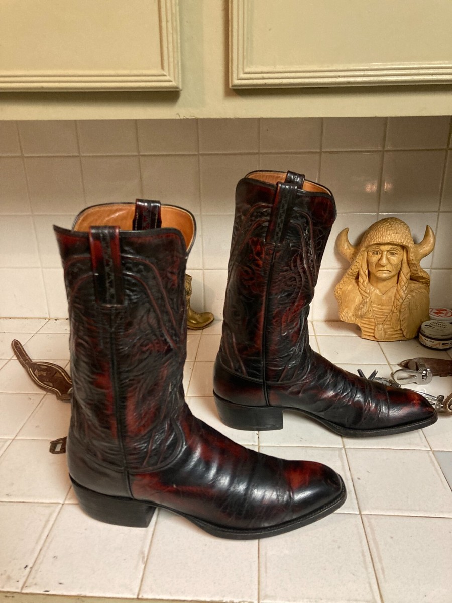 VTG LUCCHESE BLACK CHERRY MADE IN SAN ANTONIO COUNTRY WESTERN