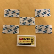 5 Feather Double Edge Blades, New Hi-Stainless Platinum Coated Blade