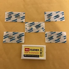 5 Feather Double Edge Blades, New Hi-Stainless Platinum Coated Blade