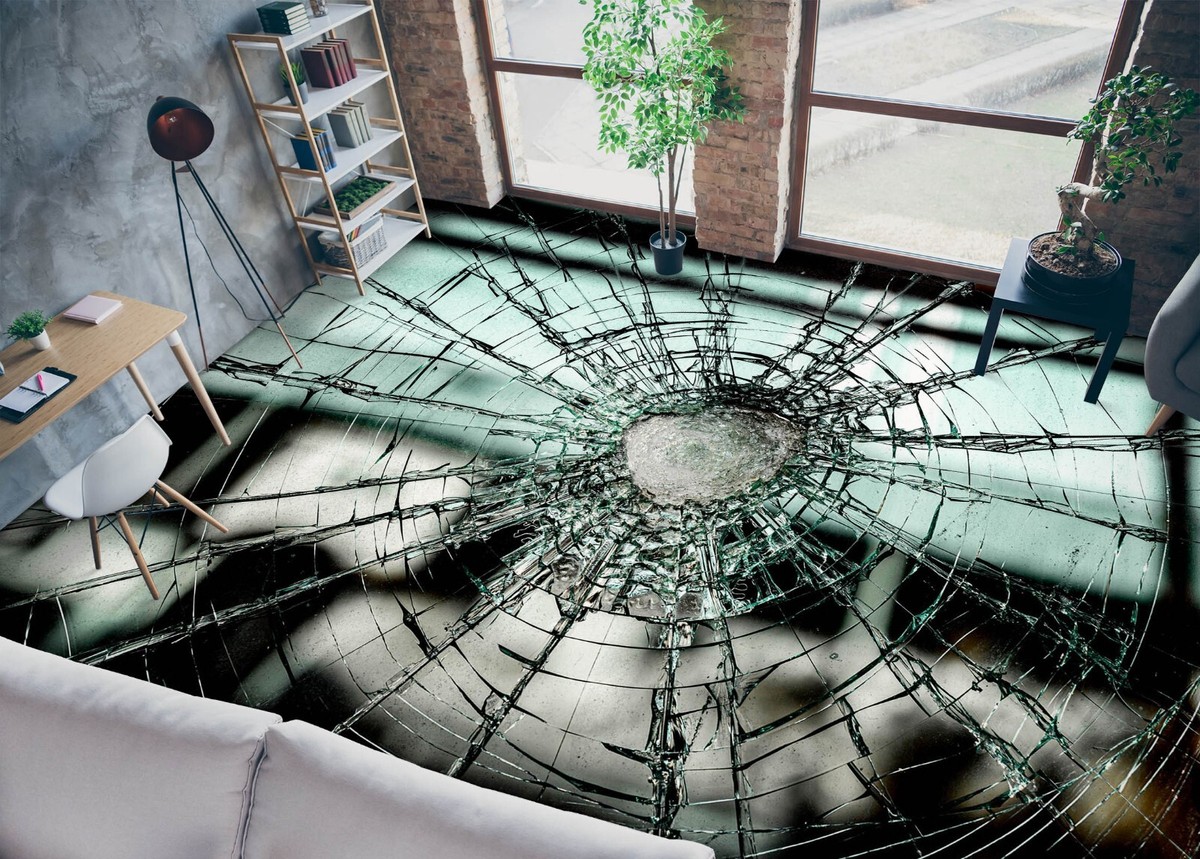 3D Broken Glass SKE1988 Floor WallPaper Print Decal Epoxy Floor