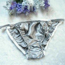 Womens 100 Silk Bow Deco Cute Bikinis T-pants Thongs G-string Underwear M L XL