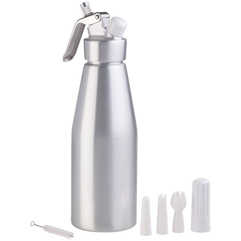 YUNYDSM Sahnespender 0,5L Edelstahl - Profi Sahnesyphon Mit 3 Tüllen