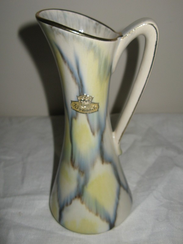 Vintage Bay Keramik MCM Ceramic Pitcher West Germany 295-20 Original Label Glaze