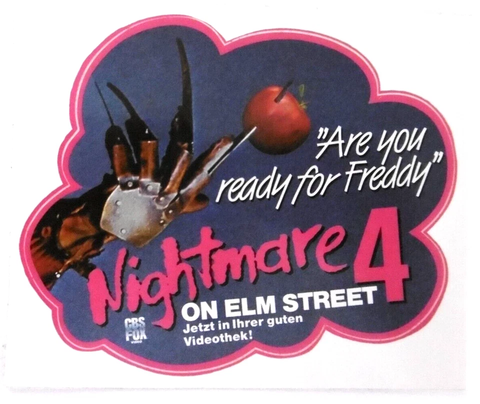MARKENLOS Werbe-Aufkleber Nightmare on Elmstreet 4 Are you ready for Freddy Krueger 1988