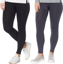 HUE 2Pc Fleece Lined Leggings BLACK CHARCOAL L/XL 254 