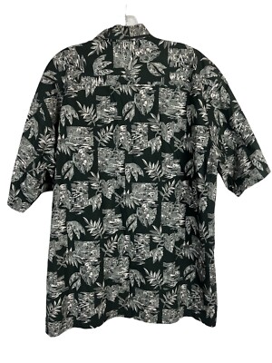 Vintage Cooke Street Honolulu Hawaiian Button Shirt Black w