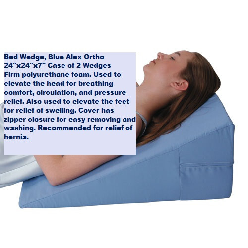 Bed Wedge Pillow Blue 24"x24"x7" Case of 2 Wedges Elevates Head Feet for comfort
