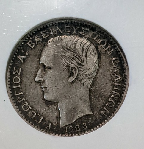 1883 A VF35 Greece Silver Drachma NGC KM 38 Paris Mint - Picture 2 of 3