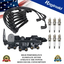 Set of Ignition Coil +6 Spark Plugs + Wires for 01-08 Hyundai Santa 2.7L UF425