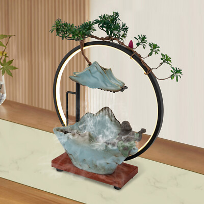 Tabletop Water Fountain Zen Meditation Indoor Waterfall Feature With Led Light