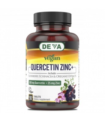 DEVA Quercetin 500MG w/ Zinc, Elderberry & Oregano Extracts 90tabs - EXP 08/2028