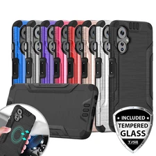 For Boost Celero 5G 2024 (3rd Ver) Case Hard Armor Magnetic Cover+Tempered Glass