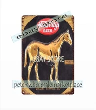 lager tradition Beer Man O War horse tin sign tavern brewery 