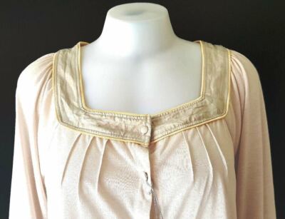 IKKO Womans Ivory L/S SATIN TUNIC BLOUSE TOP - M - UK12 - EU40 - New