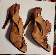 Vintage Christian Dior Heels Size 41 Brown Leather Shoe Strings
