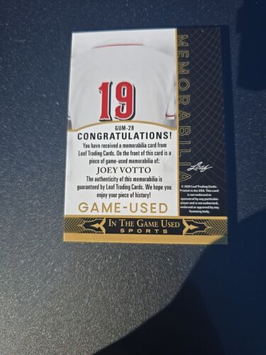 2024 LEAF IN THE GAME USED JOEY VOTTO PATCH-RELIC /60 - Picture 4 of 6