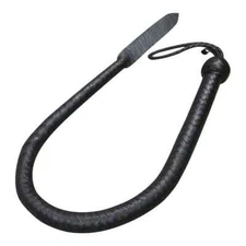 Genuine Cowhide Leather Black Color Bull Whip, Bullwhip Tail Whip Impact Whip