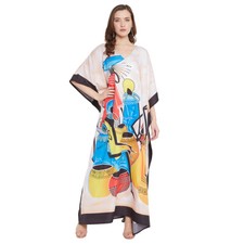 Plus Size Kaftan Beach Caftan Dress Kimono Evening Maxi Gown Women Boho Cover-Up