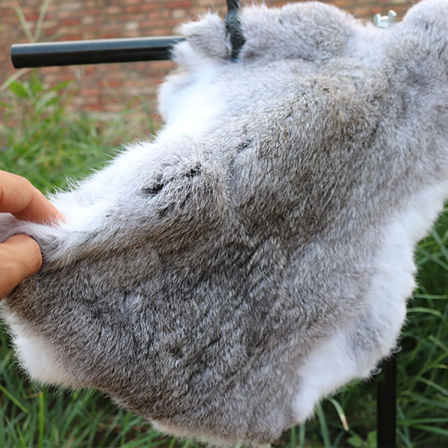5xGenuine Natural Rabbit Fur Skin Tanned Leather Hides Craft Decor Gray Pelt Fur