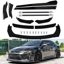 Front Bumper Lip Spoiler Splitter For Scion TC 2005-2016 Strut Rods Glossy Black