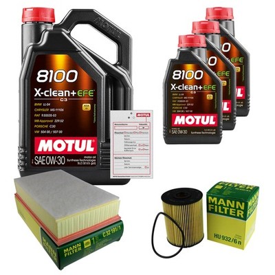 MANN Inspektionspaket 8L MOTUL 8100 X-CLEAN + EFE 0W-30 für VW Multivan V 3.2