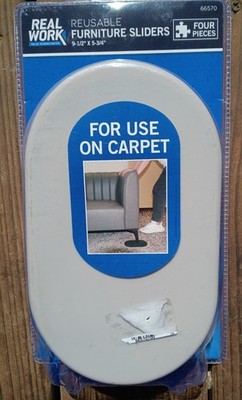 Nib XL ReusableFurnitureSliders 5.75''-9.5'' CarpetsRugsHeavyMoving 4pk RealWork