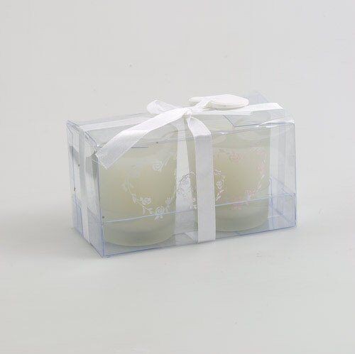 Scented Wedding Votive Favour Candles with heart motif 2 Pack