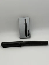 LAMY Safari Fountain Pen Steel Black Matte Fine Nib + Extra Ink Catridge NO BOX