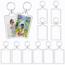 10PCS Acrylic Photo Frame Keychain Holder Photo Insert Blank Keyring Clear