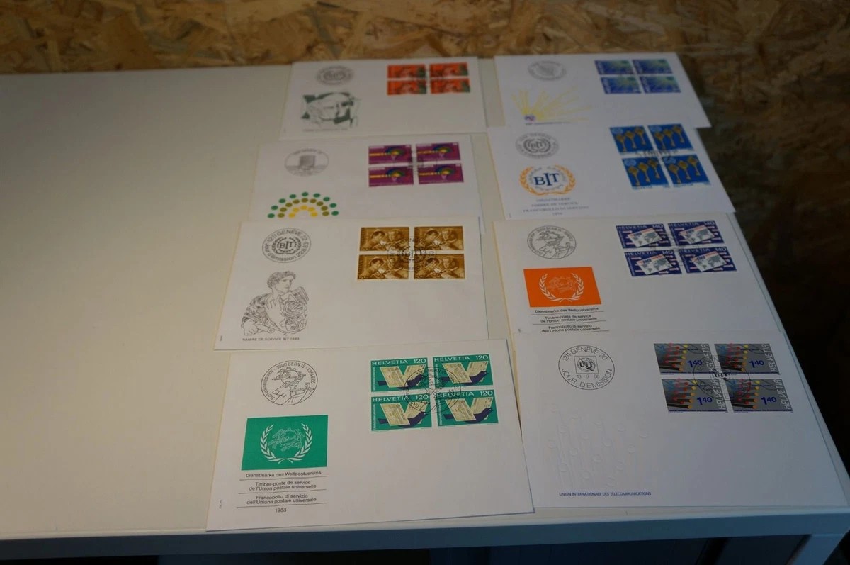 Schweiz Ämter 8 verschiedene Viererblock FDC (32642)