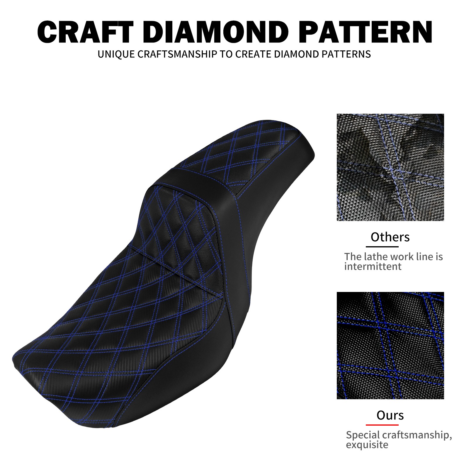 Blue Stitching Driver Passenger Seat Fits For Harley Dyna Wide Super Glide 06-17