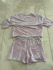 Tchibo kurzer Schlafanzug Gr. 146/152 weiß/rosa grüner Knopf