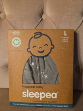 NIB Happiest Baby Size L 4-6M 18-26 lb Sleepea 5 Second Swaddle Charcoal Stars