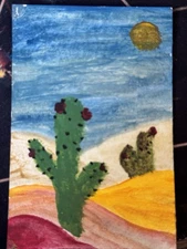 Original Abstract Landscape Mixed Media 2.5x3.5in Mini Art ACEO/ ATC Card