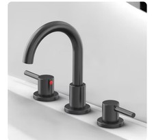 Matte Black 2 Handle 8 Inch Widespread Bathroom Sink Faucet with Pop-Up Drain...