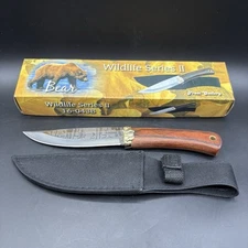 Frost Cutlery Wildlife Series II Bear 16-043B 10" Hunting Knife w Sheath in Box