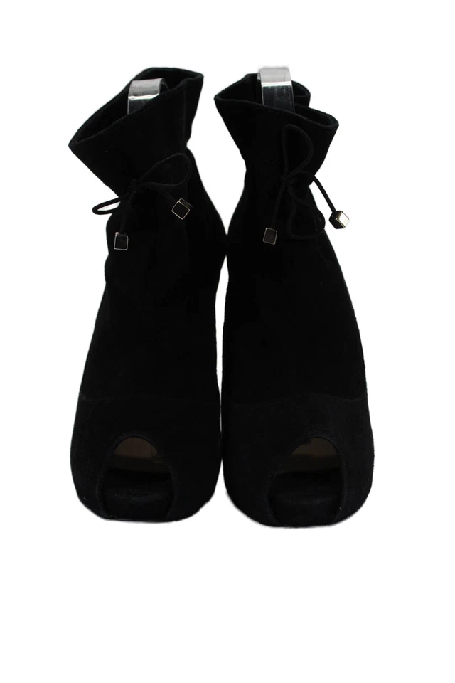 Botines de tacón pulóver con cordones forrados punta abierta para mujer Marina Rinaldi negros talla EUR Foto 2 de 4