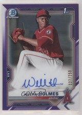 2021 Bowman Chrome Prospects Purple Refractor 127/250 William Holmes Auto gd1