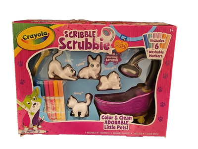 Crayola Scribble Scrubbie Playset Washable Markers Color Pet Figures Bathtub Toy
