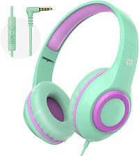 Kids Headphones with Mic, 94Db Volume Limit over Ear Kids Headphones Wired for S