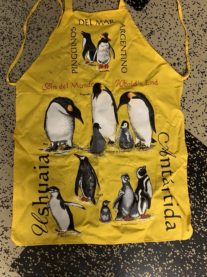 Avental de cozinha amarelo Argentina Del Mar pinguim tamanho único - Imagem 2 de 3