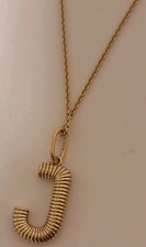 925 Mejuri NECKLACE 22” Length On 18k  Gold Plated With Bold J Letter pendant 