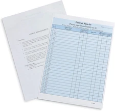 125 Patient Sign in Sheets, HIPAA Compliant, Peel Off Adhesive Labels Carbonless