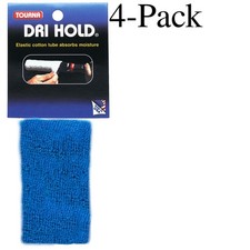 Tourna Dri Hold Elastic Cotton Overgrip - Royal Blue 4-Pack 
