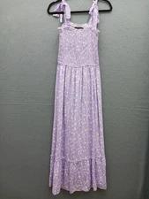 Zesica Women's Fit & Flare Maxi S Purple Floral Boho Dress