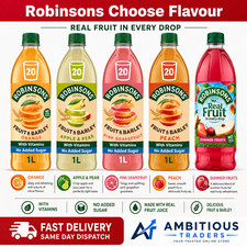 Robinsons Fruit & Barley Squash 1L Low Calorie Fruit Drink Various Flavours