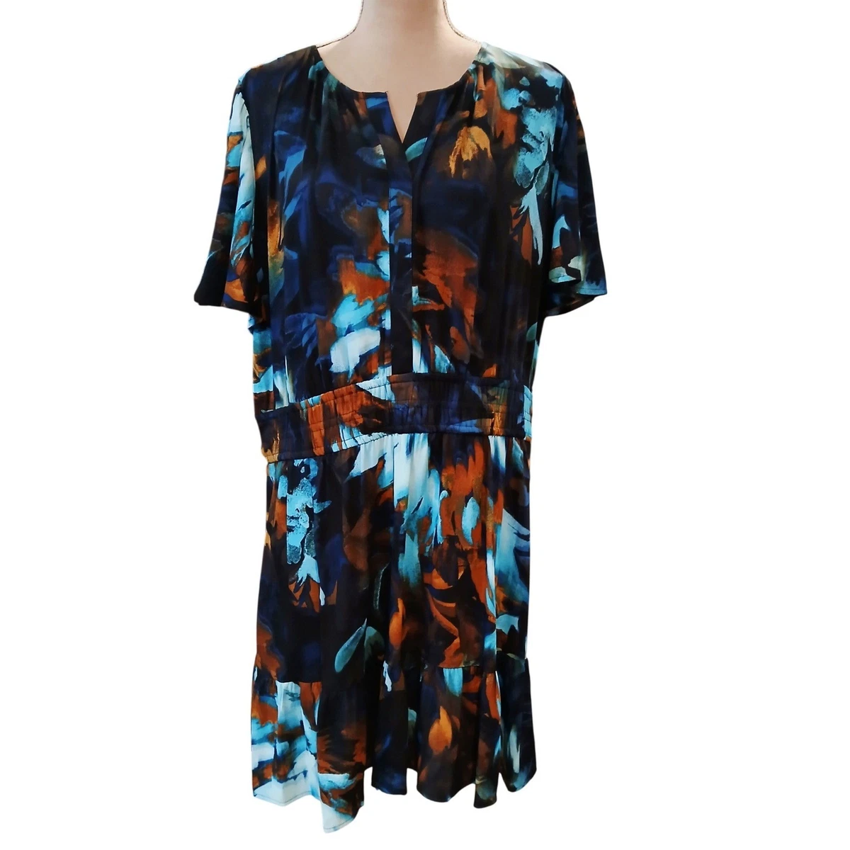 Robe floral aléatoire à imprimé à ruché à encolure de cœur manches