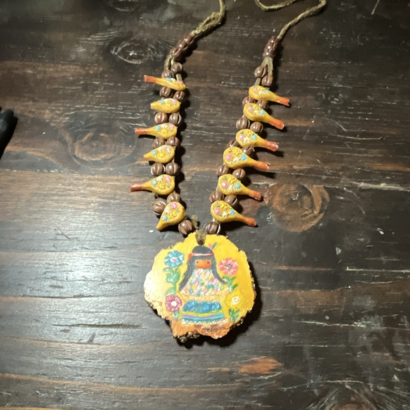 Handcrafted De Grazia “Little Cocopah Indian Girl" necklace